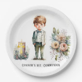 Assiettes En Carton Joli garçon 1er. Communion (Devant)