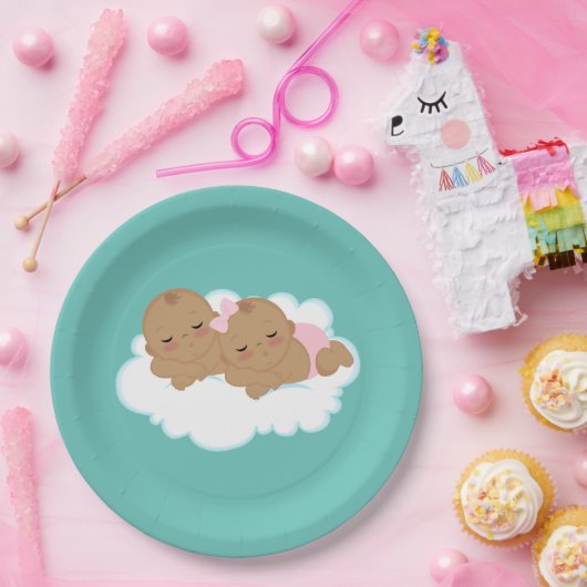 Assiettes En Carton Joli garçon fille jumeaux baby shower (Fête)