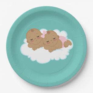Assiettes En Carton Joli garçon fille jumeaux baby shower