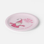 Assiettes En Carton Joli Gnome rose Personnalisé Joyeux Noël (Angle)