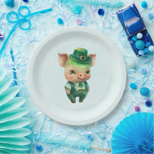 Assiettes En Carton Joli Green St. Patrick's Day Pig (Fête)