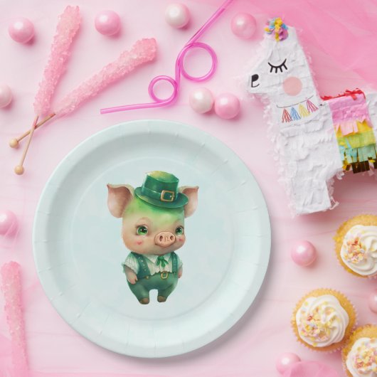 Assiettes En Carton Joli Green St. Patrick's Day Pig (Fête)