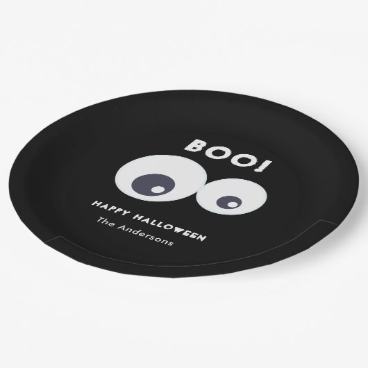 Assiettes En Carton Joli Halloween Noir Blanc Monstres (Angle)