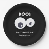 Assiettes En Carton Joli Halloween Noir Blanc Monstres (Devant)
