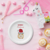 Assiettes En Carton Joli Hamster de Noël Funny Animal Santa Hat (Fête)