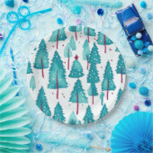 Assiettes En Carton Joli hiver Noël Arbres Forêt de Neige Aquarelle (Fête)