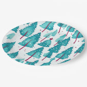 Assiettes En Carton Joli hiver Noël Arbres Forêt de Neige Aquarelle (Angle)