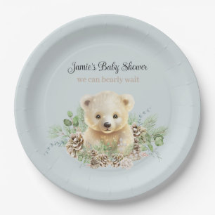 Assiettes En Carton Joli hiver Polar Ours Bleu Baby shower garçon