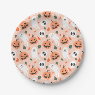 Assiettes En Carton Joli Jack-O-Lanterne et Motif fantôme