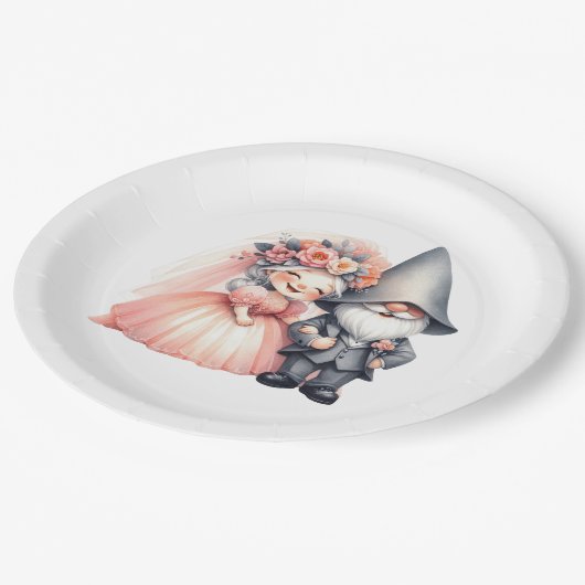 Assiettes En Carton Joli jardin Gnome Bois Mariage orange (Angle)