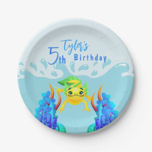 Assiettes En Carton Joli Jaune Axolotl Boy Anniversaire