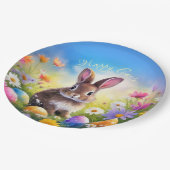 Assiettes En Carton Joli lapin de Pâques Brown (Angle)