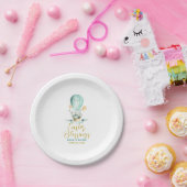 Assiettes En Carton Joli lapin de Pâques dans un ballon chaud, texte p (Fête)