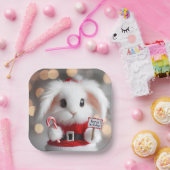 Assiettes En Carton Joli lapin en costume de Noël (Fête)