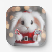 Assiettes En Carton Joli lapin en costume de Noël (Recto)