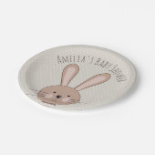 Assiettes En Carton Joli lapin et points Baby shower personnalisé (Angle)