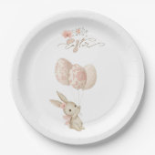 Assiettes En Carton Joli lapin rose pâle Pâques (Devant)