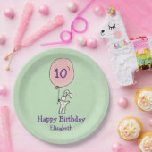 Assiettes En Carton Joli lapin tenant un ballon (Fête)