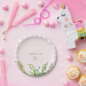 Assiettes En Carton Joli lapins rose En vichy bébé fille douche (Fête)