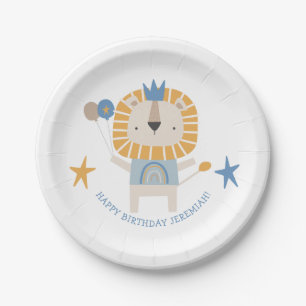 Assiettes En Carton Joli Lion bébé garçon Anniversaire Nom de la fête