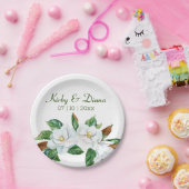 Assiettes En Carton Joli Magnolia Bouquet Mariage Plaque papier (Fête)