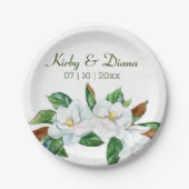 Assiettes En Carton Joli Magnolia Bouquet Mariage Plaque papier (Devant)