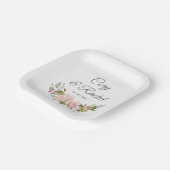 Assiettes En Carton Joli Mariage de Bouquet Roses Rose (Angulaire)