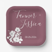 Assiettes En Carton Joli Mariage floral violet et blanc (Recto)