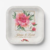 Assiettes En Carton Joli mariage Rose à budget jardin (Recto)