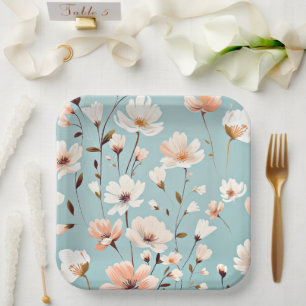Assiettes En Carton Joli modèle floral Pastel