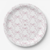 Assiettes En Carton Joli Monogramme de cou rose (Devant)