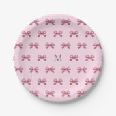 Assiettes En Carton Joli Monogramme en satin rose rose (Devant)