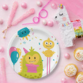 Assiettes En Carton Joli monstre coloré (Fête)