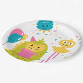 Assiettes En Carton Joli monstre coloré (Angle)