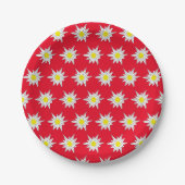 Assiettes En Carton Joli Motif Edelweiss Plaque de papier rouge rond (Devant)