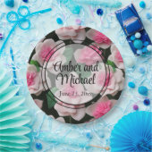 Assiettes En Carton Joli motif fleuri rose boho (Fête)