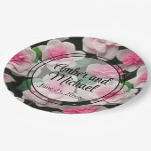 Assiettes En Carton Joli motif fleuri rose boho (Angle)