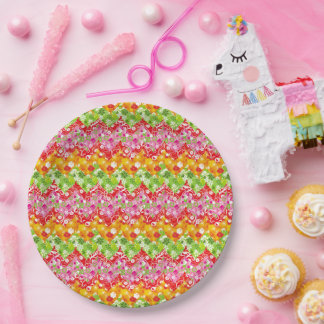 Assiettes En Carton Joli motif zigzag estival coloré