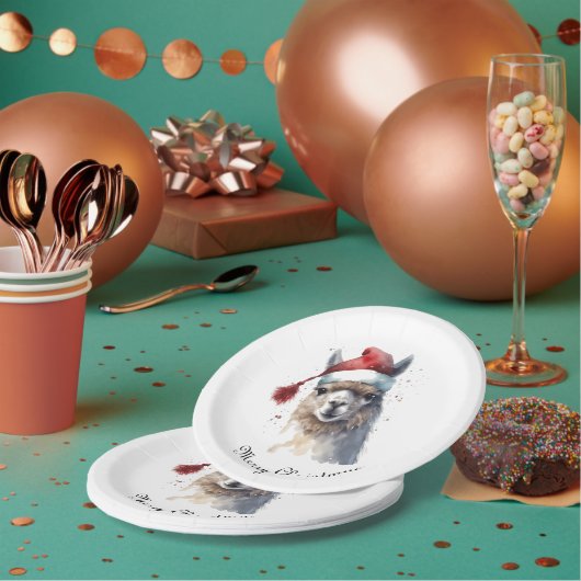 Assiettes En Carton Joli Noël Alpaca, coutume (Multi)