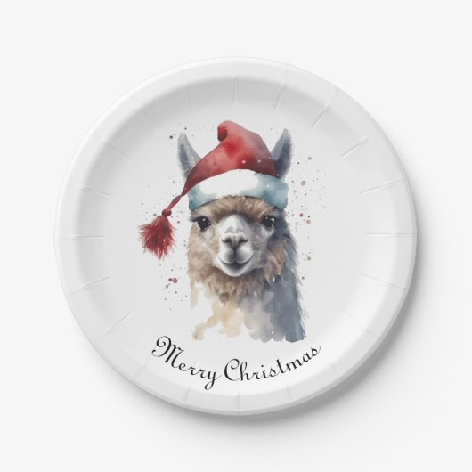Assiettes En Carton Joli Noël Alpaca, coutume (Devant)
