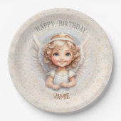 Assiettes En Carton Joli Noël Angel Anniversaire Nom Plaques papier (Devant)