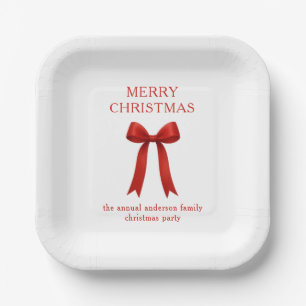 Assiettes En Carton Joli Noël Rouge Bow