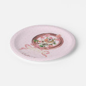 Assiettes En Carton Joli Nom Rose Rococo Chaussure Fille Rose Ruban (Angle)
