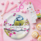 Assiettes En Carton Joli oiseau bleu et jaune sur un Baby shower de br (Fête)