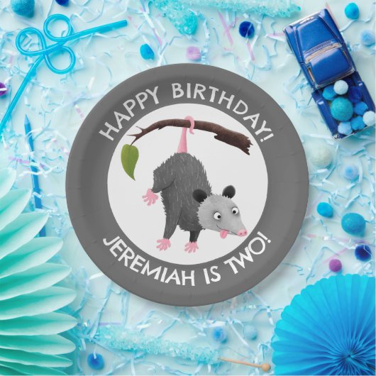 Assiettes En Carton Joli opossum personnalisées dessin d'anniversaire (Fête)