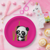 Assiettes En Carton Joli ours de panda noir et blanc dans une bosquet  (Fête)