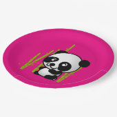 Assiettes En Carton Joli ours de panda noir et blanc dans une bosquet  (Angle)