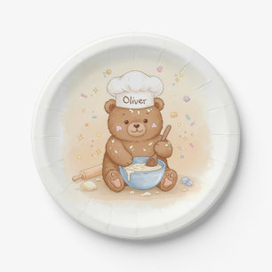 Assiettes En Carton Joli ours en peluche chef
