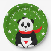 Assiettes En Carton Joli Panda d'anniversaire avec Casquette Bowler &  (Devant)