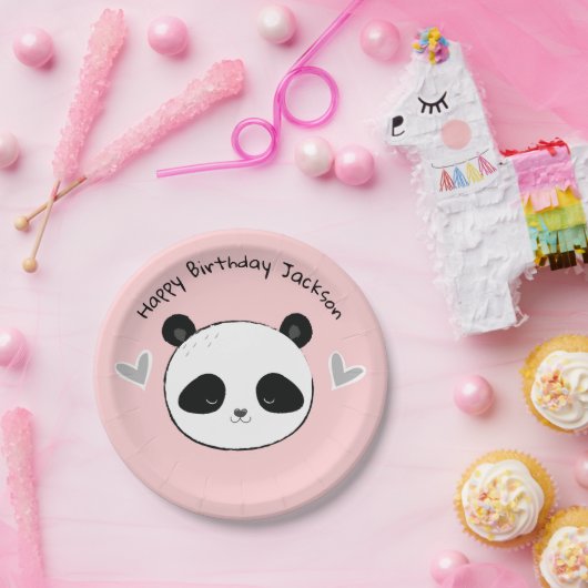 Assiettes En Carton Joli Panda Face Pink Party Plaque (Fête)